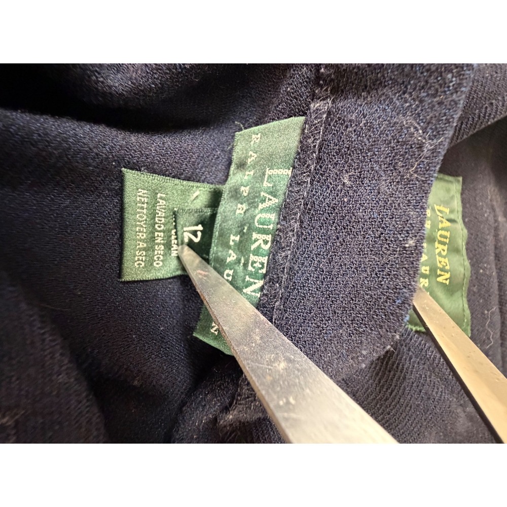 Vintage Lauren Ralph Lauren Navy Blue Wool Skirt Suit Gold Crest Buttons Size 12 - Picture 3 of 13